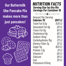 Load image into Gallery viewer, Ninong’s Ube Pancake mix makes more than just pancakes. Nutrition facts
