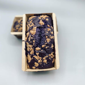 Ube Coffee Cake vertical loaf